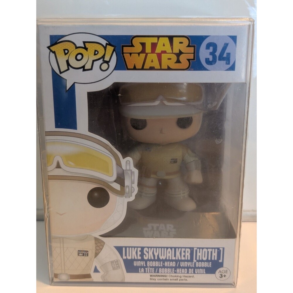Funko Pop! 34 Star Wars Luke Skywalker Hoth Vinyl Bobble Head New W/Protector